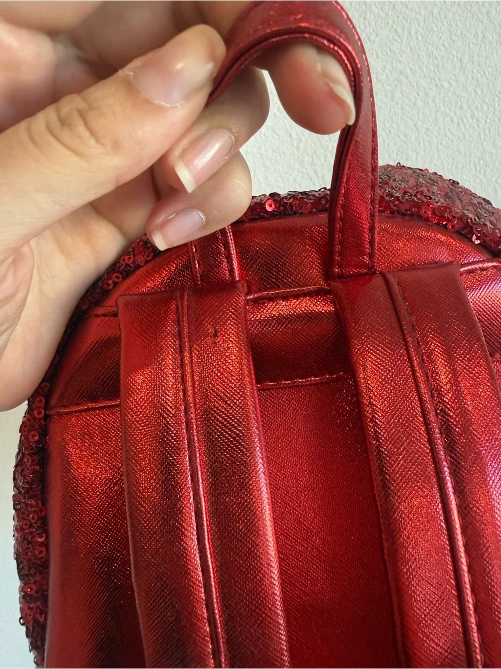 DISNEY PARKS LOUNGEFLY RED SEQUIN MINI BACKPACK